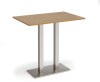 Dams Eros Rectangular Poseur Table with Flat Brushed Steel Rectangular Base & Twin Uprights - Oak