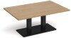 Dams Eros Rectangular Coffee Table with Flat Black Rectangular Base & Twin Uprights 1200 x 800mm - Oak