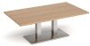 Dams Eros Rectangular Coffee Table With Flat Brushed Steel Rectangular Base And Twin Uprights 1400 x 800mm - Beech