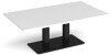 Dams Eros Rectangular Coffee Table with Flat Black Rectangular Base & Twin Uprights 1400 x 800mm - White
