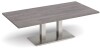 Dams Eros Rectangular Coffee Table with Flat Brushed Steel Rectangular Base & Twin Uprights 1600 x 800mm - Grey Oak