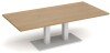 Dams Eros Rectangular Coffee Table with Flat White Rectangular Base & Twin Uprights 1600 x 800mm - Oak