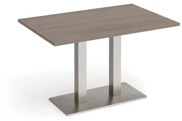 Dams Eros Rectangular Dining Table with Flat Brushed Steel Rectangular Base & Twin Uprights 1200 x 800mm - Barcelona Walnut