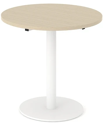 Narbutas Round Table with White Metal Base, Amber Oak Mfc