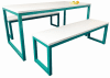 Metalliform Standard Dining Table & Benches - 1600 x 800 x 760mm - Turquoise